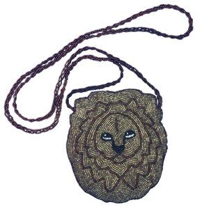 Gold Beaded Lion Handbag Purse
